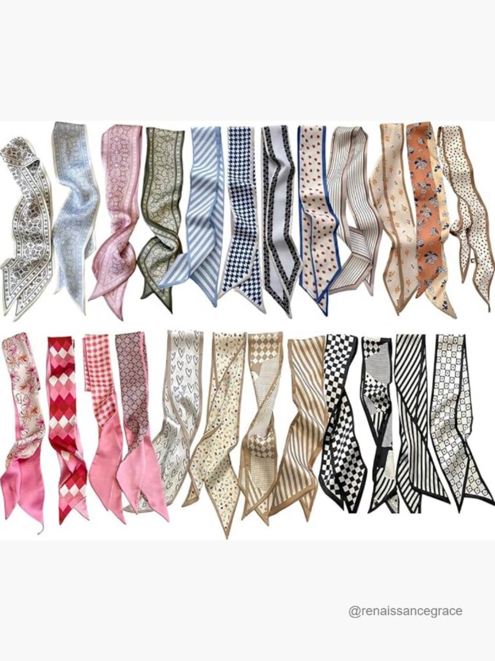 24-Pack Silk-Like Scarves, 38.6" Multifunctional Hair Neck Bag Accessories